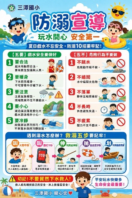 公告縮圖：轉知:中秋節連續假期前落實水域安全宣導，並加強向學生及家長宣導假日出遊水域安全，以防範溺水事件發生